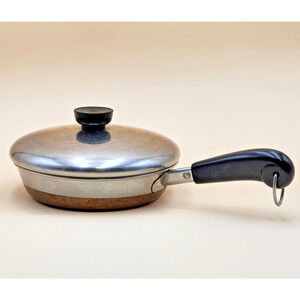 Revere Ware 7” Fry Pan Skillet Copper Clad Stainless Steel & Lid Rome N.Y. USA